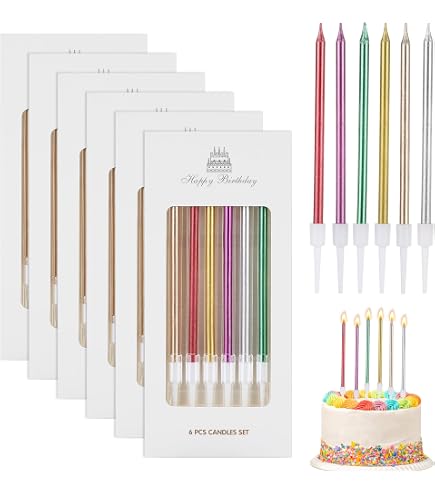 36 Candeline Sottili Per Torte, 13 Cm, Colori Pastello Arcobaleno, Con Supporto Anti-goccia, Per Compleanni E Feste - 2