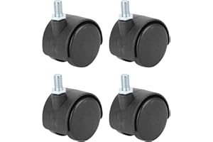 ASTIBYM Swivel Caster Wheel, 4 Pcs Plastic Office Chair Twin Caster, 360 Degree Threaded Stem Caster Wheel for Finishing Cabinets, Bookshelves, Cribs