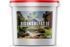 DTP-SOFT Sulfate de fer(II) heptahydraté, engrais pour gazon contre la mousse, fertilisant pour pelouse anti-limaces, en seau 10 kg