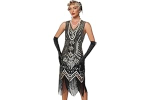 Viloree 1920s Charleston vestito da donna fino al ginocchio Cocotail vestito anni 20 Flapper donna costume stile Grande Gatsby