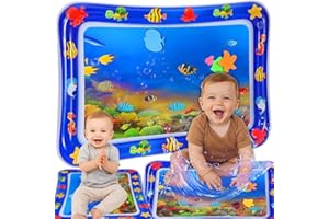 Retoo Mata wodna dla niemowląt, mata do zabawy w wodzie na 3, 6, 9 miesięcy, zabawka sensoryczna, nadmuchiwana mata do zabawy, wypełniona wodą, zabawka motoryczna, prezent z podwodnym światem, 66 x 50
