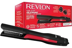 Revlon One-Step Air Straight 2-in-1 Dryer & Air Straightener | Dry & straighten with hot air without extreme heat, Optional Shine Boost with heated teeth & plates infused with Argan oil | RVDR5330UK