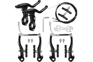 Kigniote Frein Velo Frein VTT Set de Frein de Vélo Complet Inclus:Cable Frein Velo Etrier Frein Velo Freins en V Leviers de Frein Freins Avant et Arrière pour Vélos de Course VTT BMX Freins pour Vélo