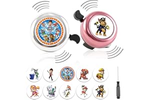 CHARFIA Bike Bell Kids, 2 Bicycle Bell Kids Bike Ring Bell with Loud Crisp Clear Sound, Road Mountain Bike Bell with 10 Stickers 1 Screwdriver for Girls Boys Children Balance Bike Scooter, Kids Bike Accessory