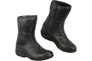 PROFIRST - 100% Leather High Ankle Mens Motorbike Armoured Boots Anti Slip Rubber Sole Motorcycle Waterproof Boot Shoes