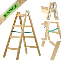 Scala A Pioli Doppia KADAX In Legno Di Pino - Pieghevole, EN 131, Portata 150 Kg - Perfetta Per Casa E Giardino