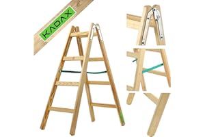 KADAX Escabeau Pliable en Bois, Échelle à Structure Robuste et Sécurisée, Conçue pour Un Accès Facile et Confortable aux Hauteurs (4 Marches)