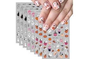 Evadollina Nail Stickers Halloween, 8 Sheets Halloween Nail Stickers, Pumpkin Nail Stickers, Nail Art, Nail Charms, Nail Accessories, Nail Design, Christmas (Type A)