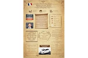 Tomalithic Affiche Retour en 2011, Carte Originale et Décoration de Table Anniversaire,Idée Créative de Cadeau Anniversaire 14Ans pour Femme et Homme[A4 Sans Cadre]