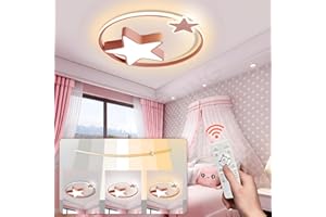 WAYLUOUNG Luz De Techo LED Rosa | Lámpara Infantil Redonda Moderna | Star Starry Sky Niños Luz | Ø55cm 48W | Regulable Con Control Remoto 2700K-6500K | Habitación Infantil Niños Niñas De Techo Dormitorio