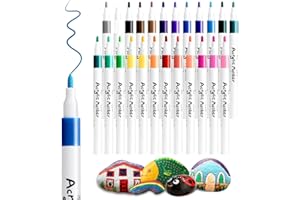 NEWATTY 24 Colori Pennarelli Acrilici, Pennarelli a Vernice Acrilica per Pittura Permanenti Pennarello Acrilico Base d'acqua 2mm Impermeabile Pittura Arte Set per Tessuti Ceramica Stoffa Plastica Vetro