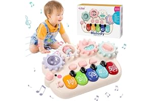 PLINRAX Toys for 12 3 4 Year Old Girls, Baby Toys for 6 Months Plus, Baby Music Piano Toy, Sensory Sound Early Learning Musical Toy for 6-12 Months Girl Boy Toddler Birthday Gifts (White)