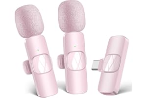 HMKCH Wireless Lavalier Microphone for Mobile Phone/iPhone/Computer, Wireless USB C Lapel Microphone for Video Recording, Vlog, TikTok, YouTube, Noise Cancellation, Plug Play Clip on Microphone Sets