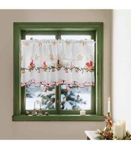 Heimtexland ® Typ651 Rideau Brise-bise De Noël 45 X 120 Cm