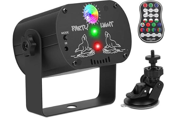 Lumière de Fête LED avec Télécommande Sans Fil, Lampe de Scène RGB avec 60 combinaisons d'éclairage Batterie intégrée et câble USB Convient pour les fêtes, discothèques, KTV, Halloween