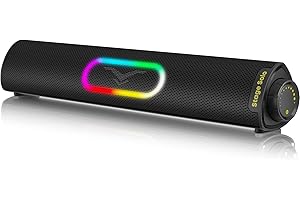 STAGESOUND Computer Speakers, Dynamic RGB Computer Sound Bar, HiFi Stereo Bluetooth 5.3 & USB Plug-N-Play, USB Powered Computer Speakers for Desktop, PC, Laptop, Monitor, Projector, Gaming, with 3.5mm Aux Cable