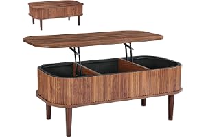 VEVOR Lyft soffbord 1 000 x 480 x 405 mm, vardagsrum matbord med dolda utrymmen, ribbad finish, modern stil, multifunktionell