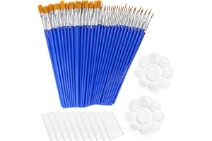 Getyjoe 60 Piezas Juego de Pinceles para Pintar Nylon para Acuarela Pinceles para Pintura de Cara Acrilica Facial Oleo para Principiantes Artista Manualidades Adultos y Niños
