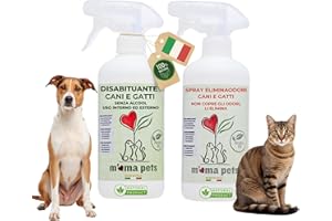 M' MA PETS Mama Pets Kit Spray Repelente Vegetal y Eliminador de Olores para Perros y Gatos 2x500ml