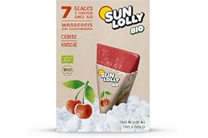 Sun Lolly Bio Wassereis Kirsche 7 Stk | Mit Fruchtsaft | Zum Selbsteinfrieren | Ohne künstliche Aromen | Frei von Süßungsmittel | Laktosefrei | Glutenfrei | Vegan | 7 x 60ml