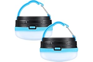 HONOSON Lanternes de Camping LED Lampes de Camping Étanches Lumières de Tente à Batterie 3 Modes pour Coupures de Courant Urgence Camping Pêche Randonnée Automobile (Bleu, 2 Pièces)