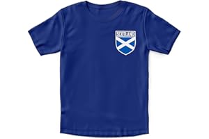 Purple Print House Scotland Football Shirt Kids - Boys Scotland Flag Badge Retro T Shirt - Football Country European 2021 Supporters Gifts for Kids - 2020 English Tournament Footy Soccer Top