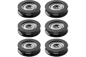 HEMLOSK 6 Rodamientos 5x23x6.8 mm, Rodamientos de bola de polea para puertas y ventanas correderas accesorios, ventanas correderas y mosquiteras, acero inoxidable y POM, negro