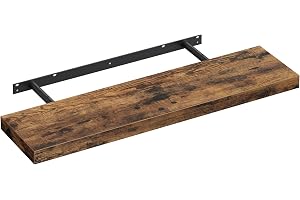 VASAGLE Svävande Vägghylla, för Böcker och Dekorationer, 80 x 20 x 3,8 cm