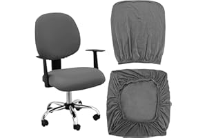FUIPVGI Juego de Funda Silla Oficina Fundas Elásticas para Asientos de Sillas de Oficina Funda, Cubre Asientos Ajustables para la Silla de Ordenador, Removibles Lavable Funda Silla Escritorio (Gris)