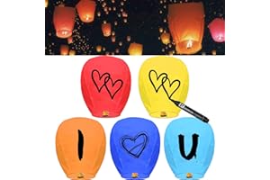 ZOKABOC 5 Packs Chinese Sky Lanterns to Release in Sky, Multi-Colour, Fire Resistant Paper Lantern for Memorial, Premium Quality ECO Friendly Biodegradable Flying Lanterns for Parties Supplies and Festivals