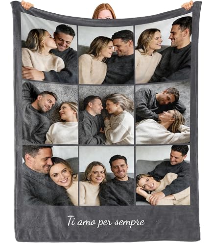Plaid Personalizzato Con Foto Per San Valentino - Coperta In Pile Morbida 100x180cm - Regalo Originale Per Lei O Lui