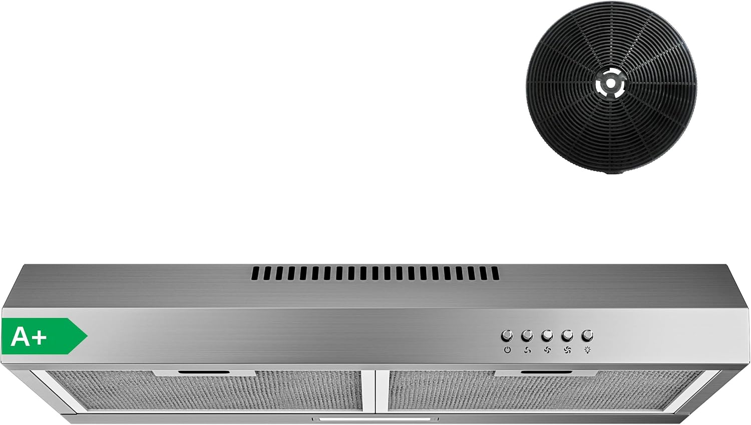 FIREGAS 60cm Stainless Steel Extractor Hood - Brushless Motor, 3 Speed, 250 m³/h, Energy Class A+, Low Noise Level, Wall or Under Cabinet Installation