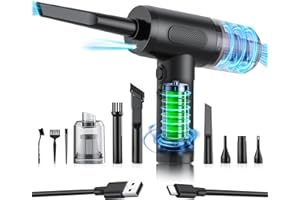 NVKHG Elektrische Staubgebläse, 3 in 1 Electric Compressed Air Duster 3-Gang 110000 U/minmit 6000mAh Akku Druckluftkanne mit USB-Kabel Reinigungsbürste, für Computer, Tastatur, Auto, Haustierhaus
