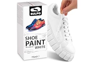SULPO Tinte para zapatos, color blanco, 75 ml, ideal para el cuidado de cuero granulado, cuidado eficaz para zapatos, bolsos y accesorios
