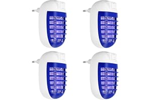 FDKENE 4PCS Lampada Antizanzare Elettrica, Anti Zanzare Mosche Elettrico da Presa con Luce UV LED, Atossica e Sicur, Risparmio Energetico Elettroinsetticida, Ammazza Insetti Lampada Notte Notturna Casa
