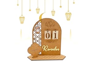 ‎MIOLOE Mioloe Ramadan Kalender, Eid Mubarak Dekoration DIY Holz Ramadan Countdown Kalender Ornament Ramadan Mubarak Dekoration Eid Ramadan Geschenke für Kinder (01)