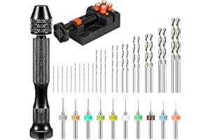 Linkstyle 37 PCS Mini Hand Drill Set, Pin Vice Drill Bench Vise, PCB Bits Twist Bits Jewelry Wood Resin Resin Carving DIY