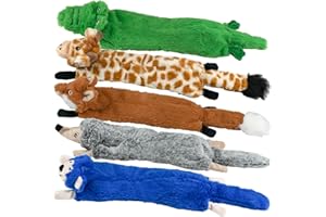 SHARLOVY Quietschendes Hundespielzeug, keine Füllung, 5 Stück, Plüsch-Hundespielzeug für große Hunde, knisterndes Hundespielzeug, langlebiges Kauspielzeug, Plüsch, niedliche Tiere, Welpenspielzeug zum