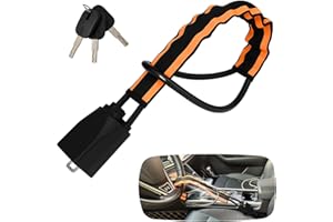 AIYOUMI Reflective Stripe Steering Wheel Lock,Seat Belt Lock,Car Anti-Theft Lock Device,Wheel Locks Suitable for Cars SUV Golf Cart Trucks with 3 Keys,(Orange)