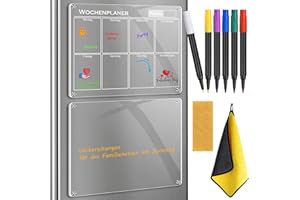 GROOHAFY Wochenplaner Abwischbar AUF DEUTSCH & Memoboard Magnetisch, 2 Stück Acryl Familienplaner für Kühlschrank Kalender Planungstafeln Haushaltsplaner Stundenplan Memoboard To Do Liste 40x30 cm