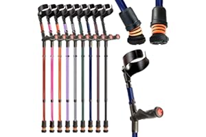 FLEXYFOOT LTD Flexyfoot Shock Absorbing Comfy Grip Double Adjustable Crutch - Improves Safety, Improves Grip, Reduces Shocks & Jarring – Left Handed - Blue