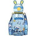 PVA Plastic Water Bottle for Kids - Cute Design With Sipper for Boys and Girls, Spill-Proof Cartoon Bottle - 760 ml (Blue)