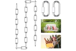 LULUDA Łańcuch ze stali nierdzewnej, wytrzymały, 70 cm, wiszący łańcuszek na krzesło z 2 karabińczykami, szybkie ogniwo, wytrzymały łańcuch przedłużający do użytku wewnątrz i na zewnątrz, wiszący hamak,