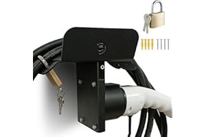 EGNIO Type 2 EV Charger Cable Holder, Padlock Lockable Wall Mount Holder for Electric Car with Type2 IEC 51296-2 Plugs Wall Box Charging Station Anti-theft Protection Design for Cable