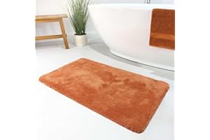 ‎HOMIE LIVING Homie Living Badteppich, Badematte kuscheliger Flauschiger weicher Flor l rutschfest und Waschbar Porto Azzurro (55 x 65 cm, Terracotta)