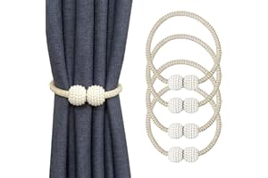 SIMAIYI Magnetic Curtain Tiebacks,4 Pieces 19" Curtain Rope and Magnetic Tieball,Decorative Curtain Tiebacks for Home, Office, Hotel Window Decoration,Pretty and Fashion