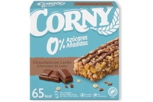 Corny Barritas de Cereales 0% Azúcares Añadidos de Chocolate con Leche- Pack de 6x20gr