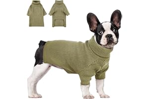 PUZAUKAL Jersey de Punto Perro Suéter Perro Invierno Cálido Ropa de Abrigo para Perro Suave Cómodo de Cuello Alto para Pequeño Mediano Grande Perro Verde (XL)