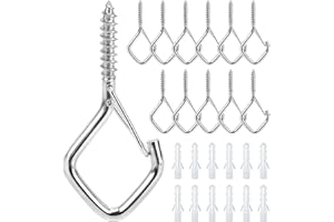 Ticway 12 PCS Q-Hanger Hooks for String Lights, Ceiling Hangers for Plants & Wind Chimes, Christmas Decorations Outdoor Hooks (Stainless Steel)