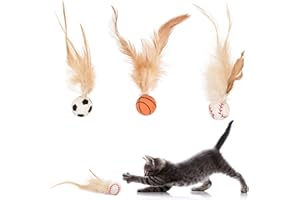 ZORUAM 3pcs Bouncy Interactive Cat Ball Toy, Cat Balls Cat Toys for Indoor Cats Adult, Cat Feather Toy, Cat Toys for Indoor Cats Kitten Toys, Cat Bouncy Balls for Puppy Kitten Dogs Pet
